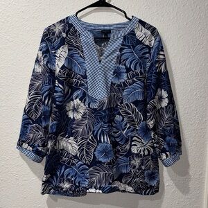 TALBOTS HIBISCUS PALMS TUNIC